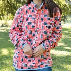 Southern Marsh Star-Spangled Fleece Pullover ✨ White Spangled Size Medium